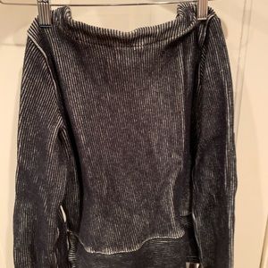 Black and white stripped pull over